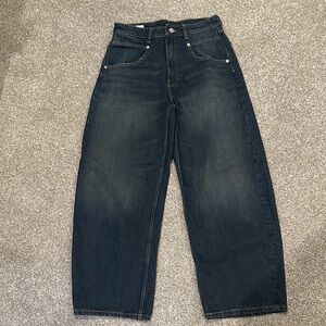 Zara Dark Blue Wide Leg  Barrel Jeans-4